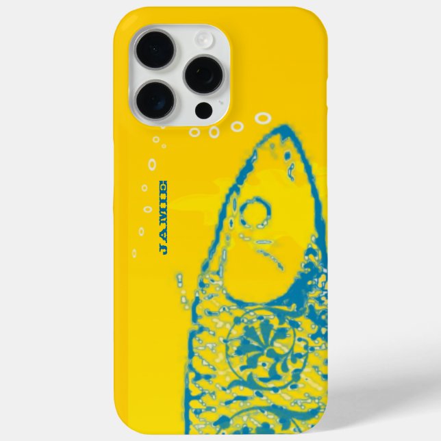 Cute Colourful Aqua and Yellow Fish Case-Mate iPhone Case (Back)