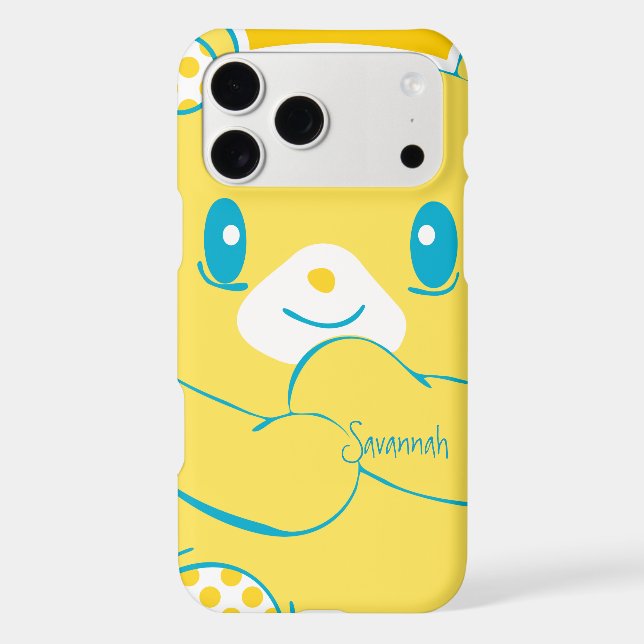 Cute Colourful Aqua Polka Dot Mustard Yellow BEAR (Back)