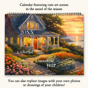 Cute Colourful Art or Photo Large Calendar