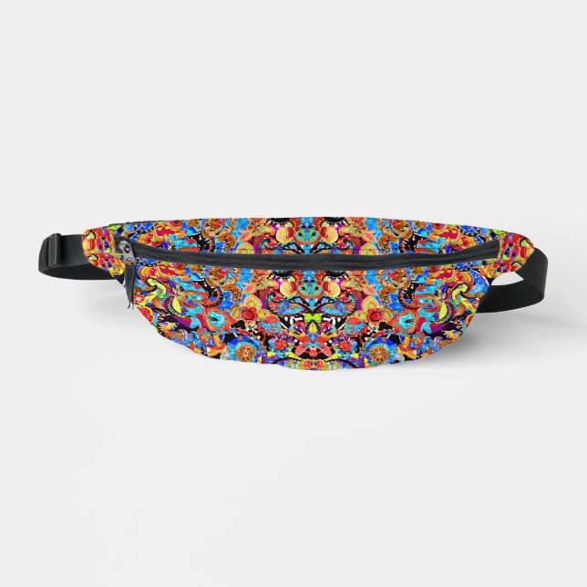 Cute colourful artistic flowers patterns bum bags (Front)