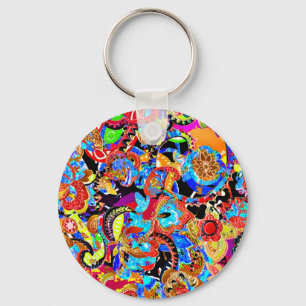 Cute colourful artistic flowers patterns key ring
