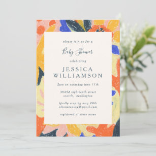 Cute Colourful Artsy Abstract Botanical Baby Showe Invitation