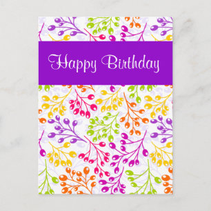 Cute colourful autumn fruits Birthday Postcard