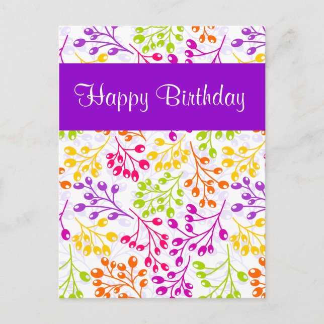 Cute colourful autumn fruits Birthday Postcard (Front)