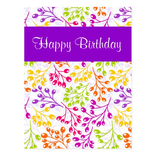 Cute colourful autumn fruits Birthday Postcard