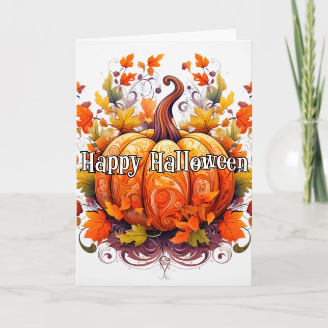 Cute Colourful Autumn Harvested Pumpkin Card (Front)