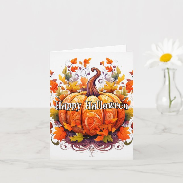 Cute Colourful Autumn Harvested Pumpkin Card (Small Plant)