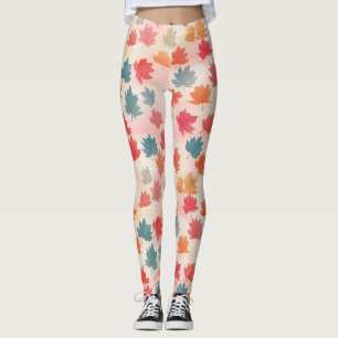Cute Colourful Autumn Leaf Leggings