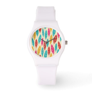 Cute colourful autumn leaves pattern watch