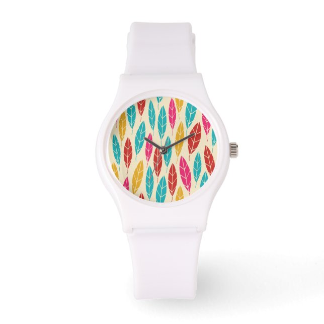 Cute colourful autumn leaves pattern watch (Front)