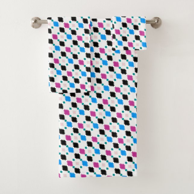 Cute colourful aztec pattern bath towel set (Insitu)