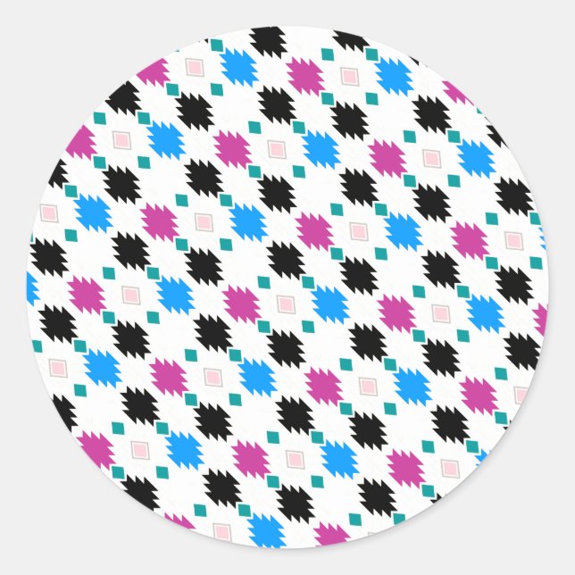 Cute colourful aztec pattern classic round sticker (Front)