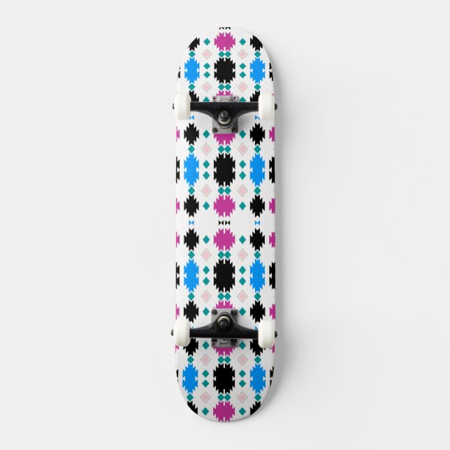 Cute colourful aztec pattern license plate skateboard (Front)