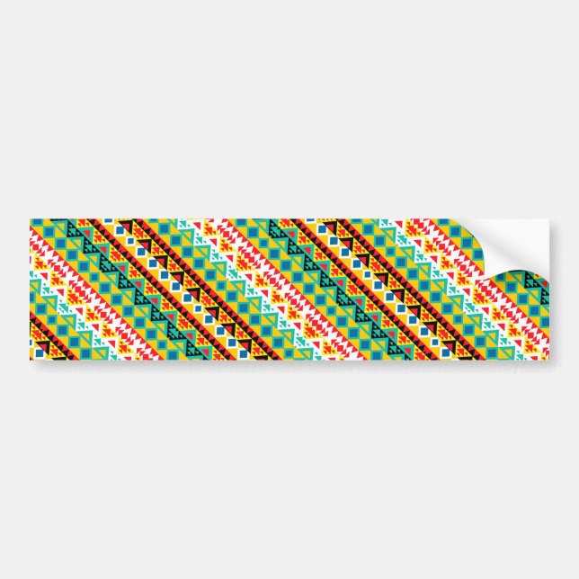 Cute colourful aztec patterns design bumper sticker (Front)