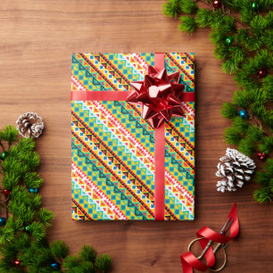 Cute colourful aztec patterns design wrapping paper