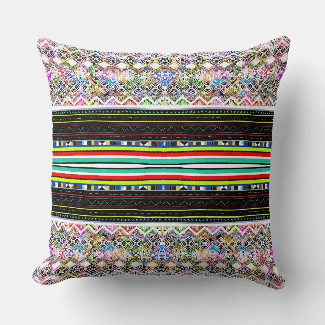 Cute colourful aztec tribal patterns cushion (Front)