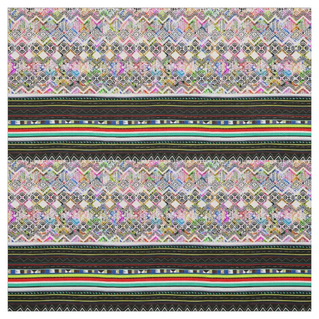 Cute colourful aztec tribal patterns fabric (Swatch)