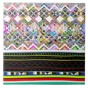 Cute colourful aztec tribal patterns tile