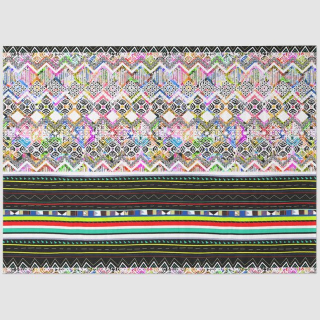 Cute colourful aztec tribal patterns tissue paper (Front)