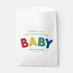 Cute colourful baby personalised baby shower favour bags