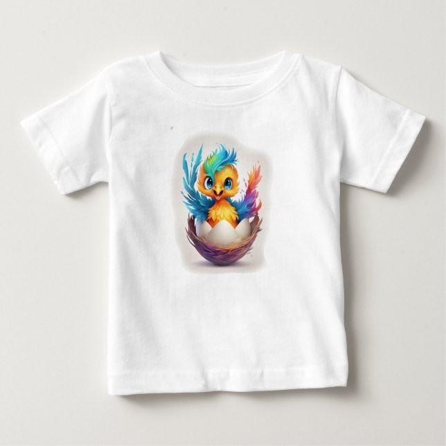 Cute Colourful Baby Phoenix Hatching T-Shirt (Front)
