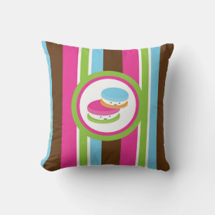 Cute Colourful Bakery Macaroons Fun Stripes Cushion