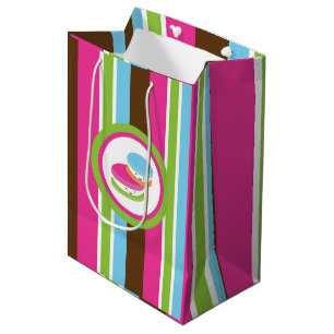 Cute Colourful Bakery Macaroons Fun Stripes Medium Gift Bag