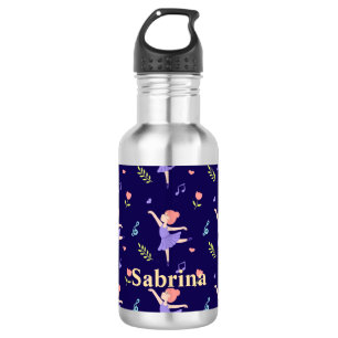 Cute Colourful Ballerina Girls' Personalised 532 Ml Water Bottle