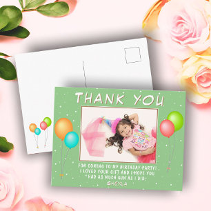 Cute Colourful Balloon Birthday Photo Thank you Postcard