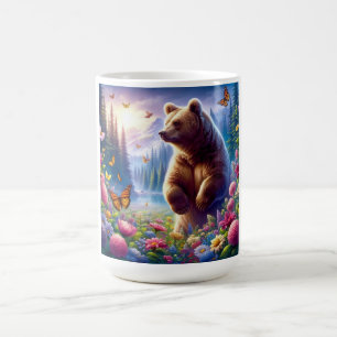 Cute, colourful bear & butterflies coffee mug