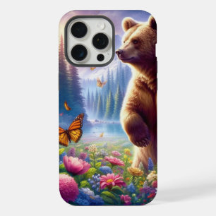 Cute, colourful bear & butterflies iPhone 15 pro max case