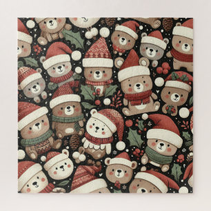 Cute colourful bears dressed for Winter Jigsaw Puzzle