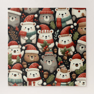 Cute colourful bears dressed for Winter Jigsaw Puzzle