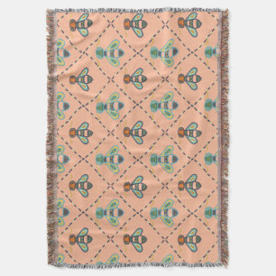 Cute colourful bee pattern throw blanket