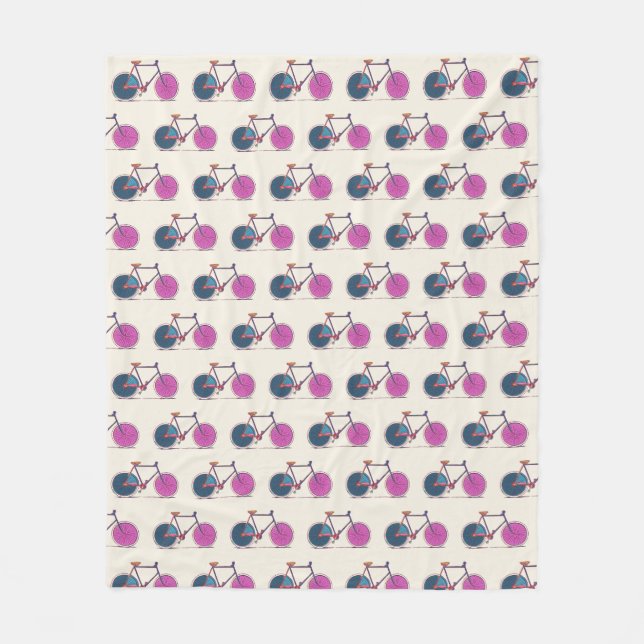 Cute Colourful Bicycle Line Art Drawing Pattern  Fleece Blanket (Front)