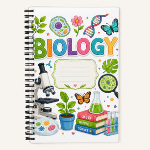 Cute Colourful Biology Science Student Personalise Notebook