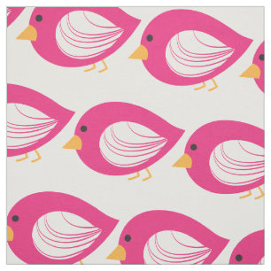 Cute colourful bird illustration fabric