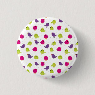 Cute colourful birds 3 cm round badge