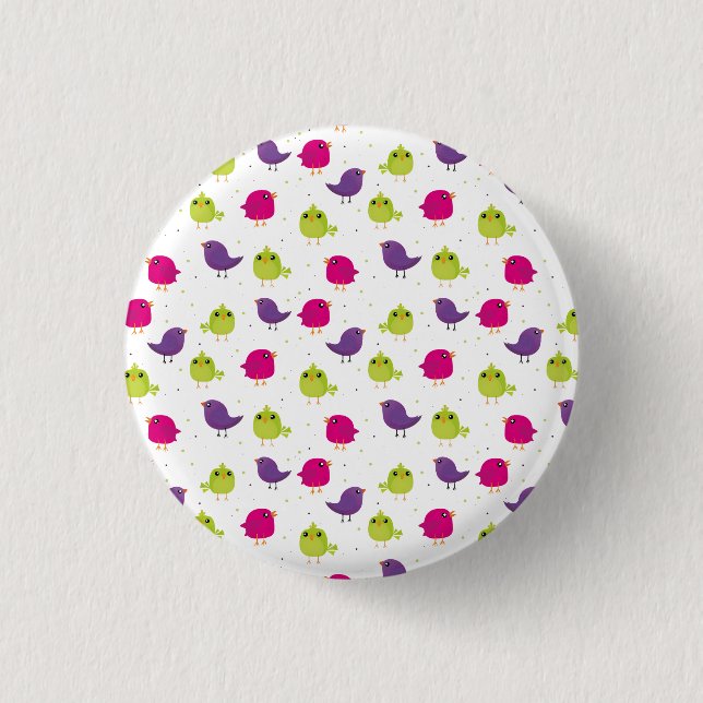 Cute colourful birds   3 cm round badge (Front)