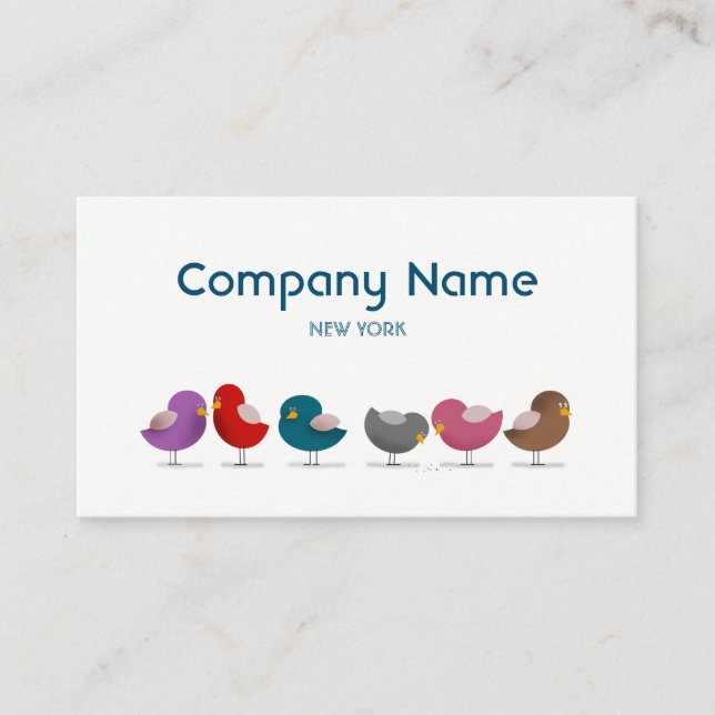 Cute Colourful Birds Business Card (Front)