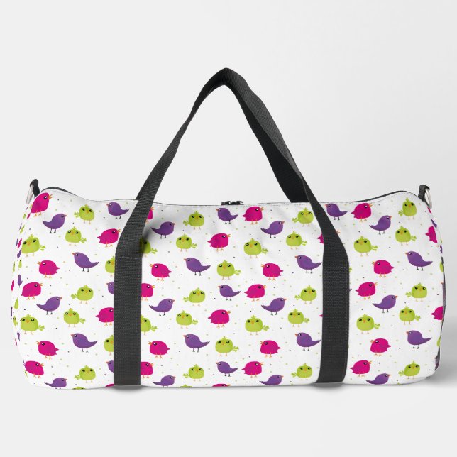 Cute colourful birds   duffle bag (Front)