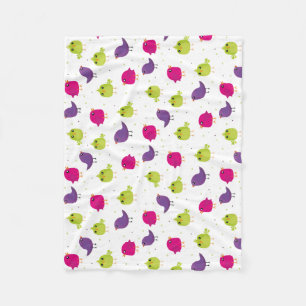 Cute colourful birds fleece blanket
