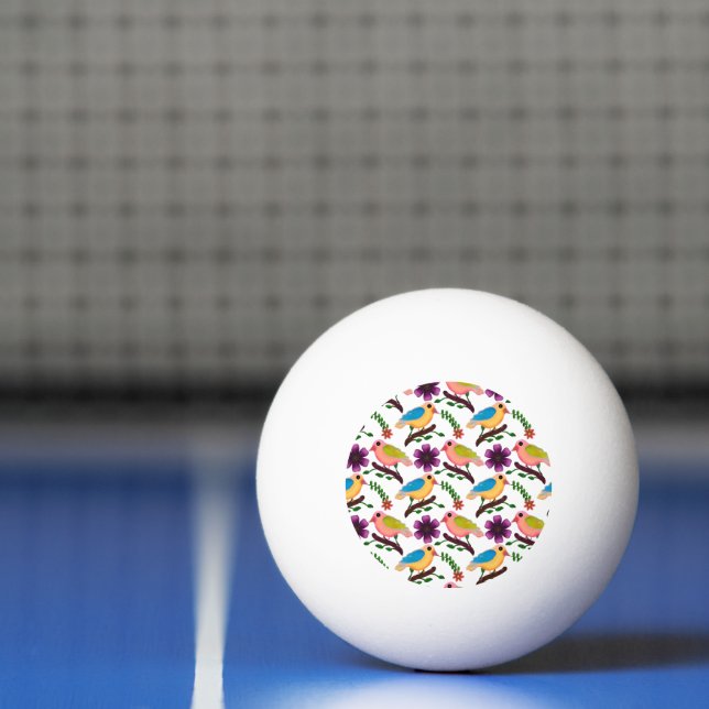 Cute colourful birds Floral Pattern  Ping Pong Ball (Net)
