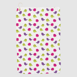 Cute colourful birds  golf towel