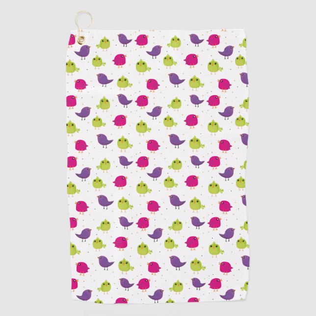 Cute colourful birds  golf towel (Front)