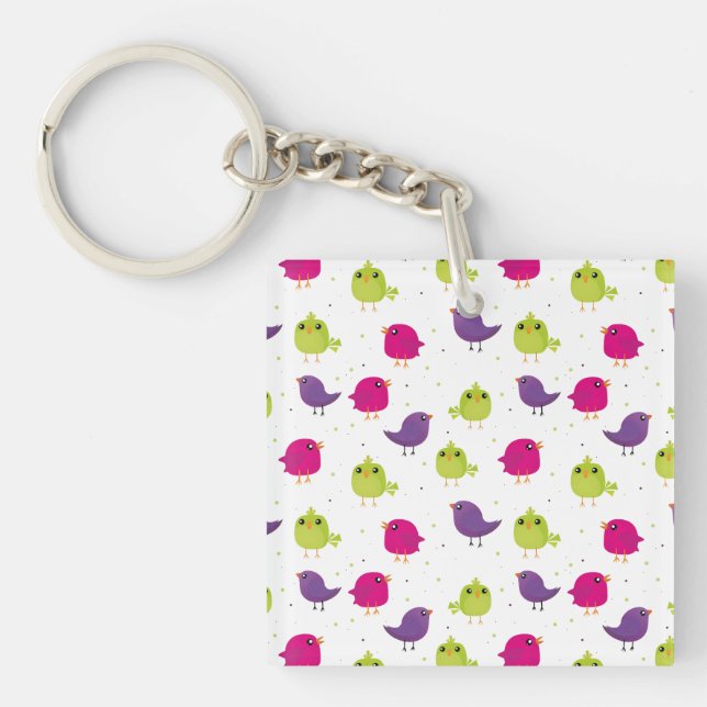 Cute colourful birds  key ring (Front)