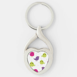 Cute colourful birds key ring