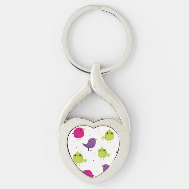 Cute colourful birds  key ring (Front)