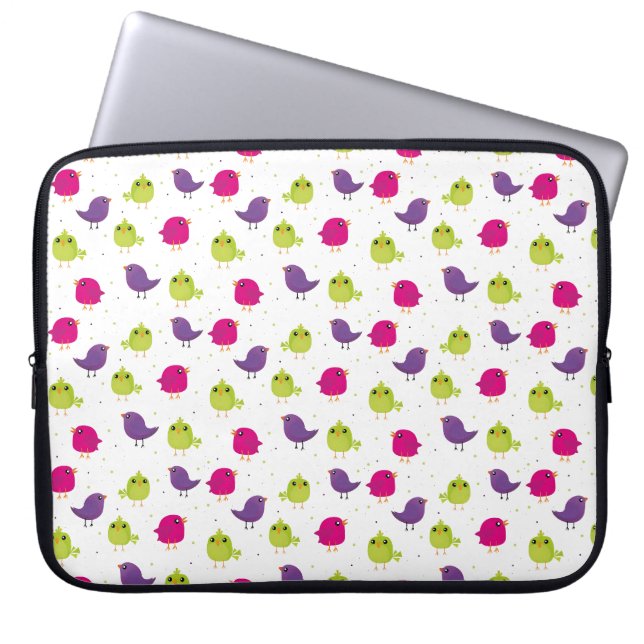Cute colourful birds  laptop sleeve (Front)