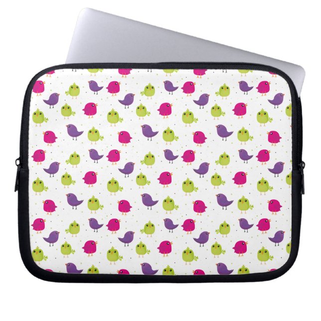 Cute colourful birds  laptop sleeve (Front)